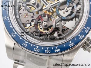 Daytona Artisans Skeleton SS ADGF Best Edition Blue Ceramic Bezel Skeleton Dial on SS Oyster Bracelet SA4130 - Image 11