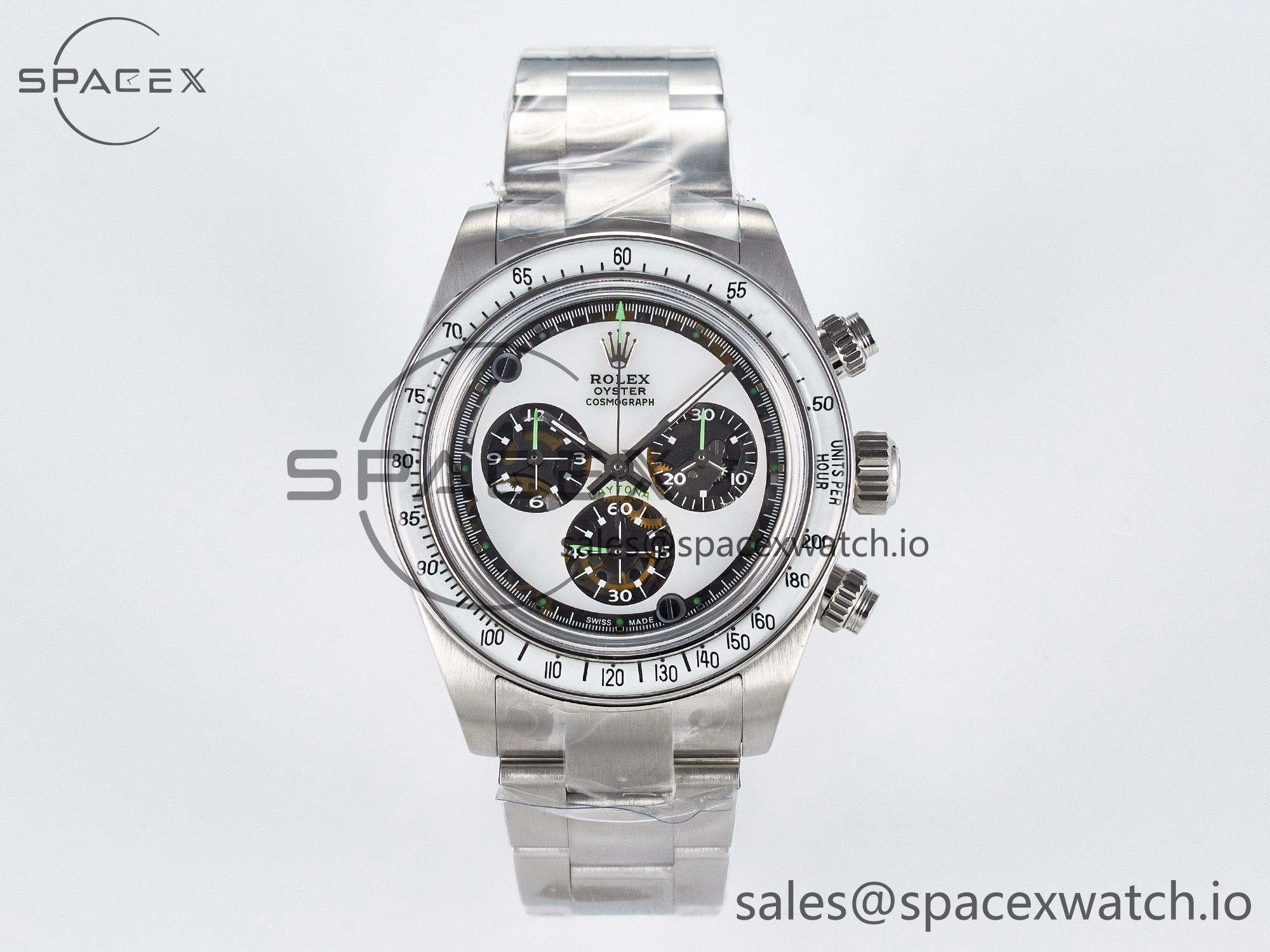 IMG_3510 拷贝 Daytona SS ADGF Best Edition White Skeleton Dial on SS Bracelet SA4130 - Image 1