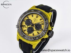 Daytona DIW Yellow Carbon Case DIWF Edition Black/White Dial on Black Nylon Strap A7750 - Image 4