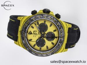 Daytona DIW Yellow Carbon Case DIWF Edition Black/White Dial on Black Nylon Strap A7750 - Image 8