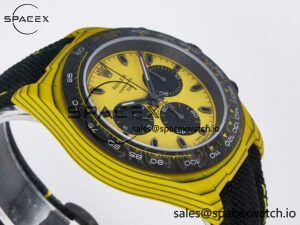 Daytona DIW Yellow Carbon Case DIWF Edition Black/White Dial on Black Nylon Strap A7750 - Image 6