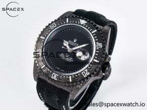 Sea Dweller 43mm Carbon DIWF Best Edition Black Dial on Black Nylon Strap A2824 - Image 4