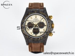 Daytona DIW Carbon Case and Bezel DIWF Edition Yellow Arabic Dial on Brown Nylon Strap A7750
