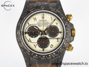 Daytona DIW Carbon Case and Bezel DIWF Edition Yellow Arabic Dial on Brown Nylon Strap A7750 - Image 2