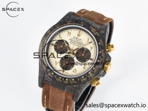 Daytona DIW Carbon Case and Bezel DIWF Edition Yellow Arabic Dial on Brown Nylon Strap A7750 - Image 4