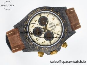 Daytona DIW Carbon Case and Bezel DIWF Edition Yellow Arabic Dial on Brown Nylon Strap A7750 - Image 7