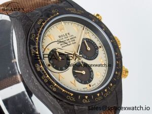 Daytona DIW Carbon Case and Bezel DIWF Edition Yellow Arabic Dial on Brown Nylon Strap A7750 - Image 3