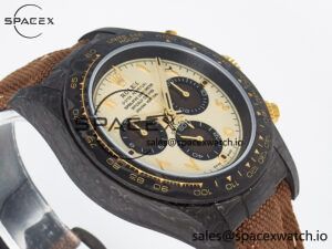 Daytona DIW Carbon Case and Bezel DIWF Edition Yellow Arabic Dial on Brown Nylon Strap A7750 - Image 6