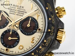 Daytona DIW Carbon Case and Bezel DIWF Edition Yellow Arabic Dial on Brown Nylon Strap A7750 - Image 10