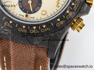 Daytona DIW Carbon Case and Bezel DIWF Edition Yellow Arabic Dial on Brown Nylon Strap A7750 - Image 13