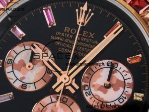 Daytona DIW Carbon Case DIWF Edition Black Dial Rainbow Diamonds Bezel on Brown Nylon Strap A7750 - Image 9