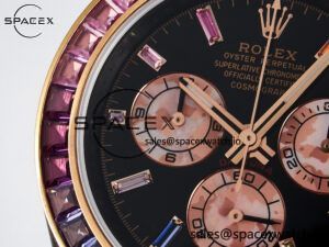 Daytona DIW Carbon Case DIWF Edition Black Dial Rainbow Diamonds Bezel on Brown Nylon Strap A7750 - Image 12
