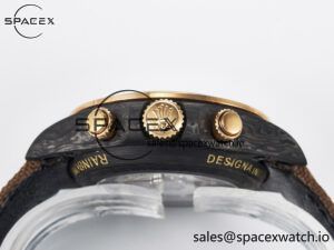 Daytona DIW Carbon Case DIWF Edition Black Dial Rainbow Diamonds Bezel on Brown Nylon Strap A7750 - Image 15