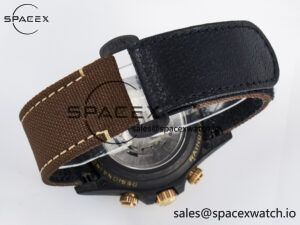 Daytona DIW Carbon Case DIWF Edition Black Dial Rainbow Diamonds Bezel on Brown Nylon Strap A7750 - Image 16