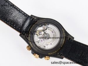 Daytona DIW Carbon Case DIWF Edition Black Dial Rainbow Diamonds Bezel on Brown Nylon Strap A7750 - Image 17