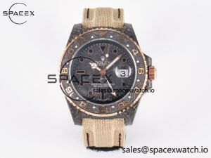 1GMT Carbon DIWF Best Edition Black Carbon Dial RG Markers on Beige Nylon Strap SA3186 CHS