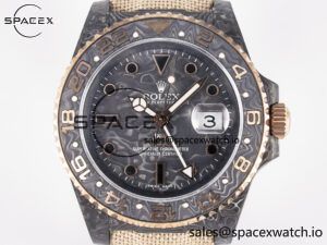 1GMT Carbon DIWF Best Edition Black Carbon Dial RG Markers on Beige Nylon Strap SA3186 CHS - Image 2