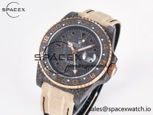 1GMT Carbon DIWF Best Edition Black Carbon Dial RG Markers on Beige Nylon Strap SA3186 CHS - Image 4