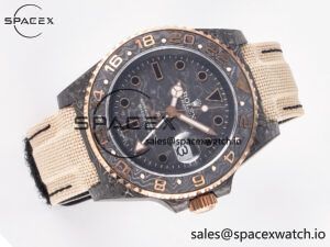 1GMT Carbon DIWF Best Edition Black Carbon Dial RG Markers on Beige Nylon Strap SA3186 CHS - Image 7