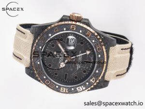 1GMT Carbon DIWF Best Edition Black Carbon Dial RG Markers on Beige Nylon Strap SA3186 CHS - Image 8
