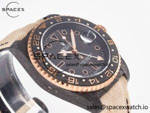 1GMT Carbon DIWF Best Edition Black Carbon Dial RG Markers on Beige Nylon Strap SA3186 CHS - Image 6