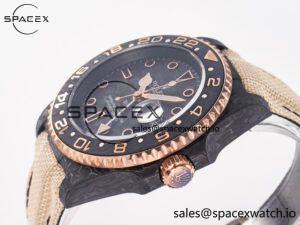 1GMT Carbon DIWF Best Edition Black Carbon Dial RG Markers on Beige Nylon Strap SA3186 CHS - Image 5