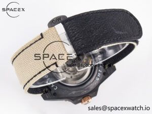 1GMT Carbon DIWF Best Edition Black Carbon Dial RG Markers on Beige Nylon Strap SA3186 CHS - Image 15