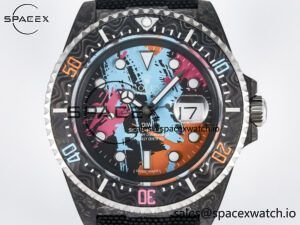 Sea Dweller 43mm Carbon DIWF Best Edition Graffiti Dial on Black Nylon Strap A2824 - Image 2