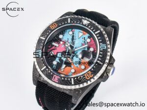 Sea Dweller 43mm Carbon DIWF Best Edition Graffiti Dial on Black Nylon Strap A2824 - Image 4
