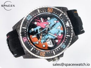 Sea Dweller 43mm Carbon DIWF Best Edition Graffiti Dial on Black Nylon Strap A2824 - Image 7