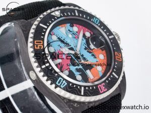 Sea Dweller 43mm Carbon DIWF Best Edition Graffiti Dial on Black Nylon Strap A2824 - Image 3