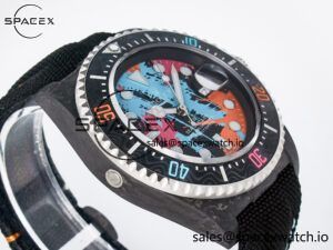 Sea Dweller 43mm Carbon DIWF Best Edition Graffiti Dial on Black Nylon Strap A2824 - Image 6