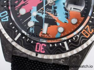 Sea Dweller 43mm Carbon DIWF Best Edition Graffiti Dial on Black Nylon Strap A2824 - Image 12