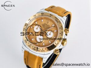 Daytona DIW White Carbon Case YG Bezel DIWF Edition YG Dial on Brown Leather Strap A7750 - Image 4
