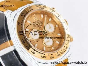 Daytona DIW White Carbon Case YG Bezel DIWF Edition YG Dial on Brown Leather Strap A7750 - Image 3