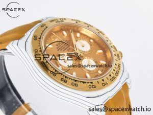 Daytona DIW White Carbon Case YG Bezel DIWF Edition YG Dial on Brown Leather Strap A7750 - Image 6