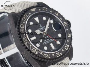 GMT Carbon DIWF Best Edition Black Carbon Dial SS Markers on White Nylon Strap SA3285 CHS V2 - Image 3