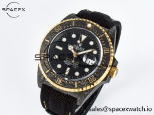 Sea Dweller 43mm Carbon DIWF Best Edition Black Dial YG Bezel on Black Nylon Strap A2824 - Image 4
