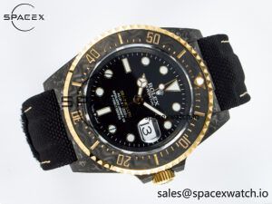 Sea Dweller 43mm Carbon DIWF Best Edition Black Dial YG Bezel on Black Nylon Strap A2824 - Image 7