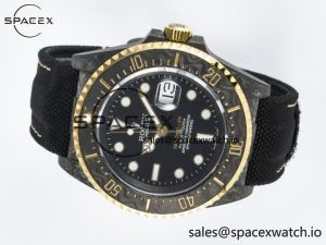 Sea Dweller 43mm Carbon DIWF Best Edition Black Dial YG Bezel on Black Nylon Strap A2824 - Image 8