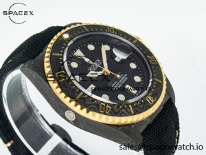 Sea Dweller 43mm Carbon DIWF Best Edition Black Dial YG Bezel on Black Nylon Strap A2824 - Image 6