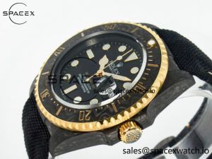 Sea Dweller 43mm Carbon DIWF Best Edition Black Dial YG Bezel on Black Nylon Strap A2824 - Image 5