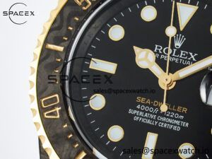 Sea Dweller 43mm Carbon DIWF Best Edition Black Dial YG Bezel on Black Nylon Strap A2824 - Image 11
