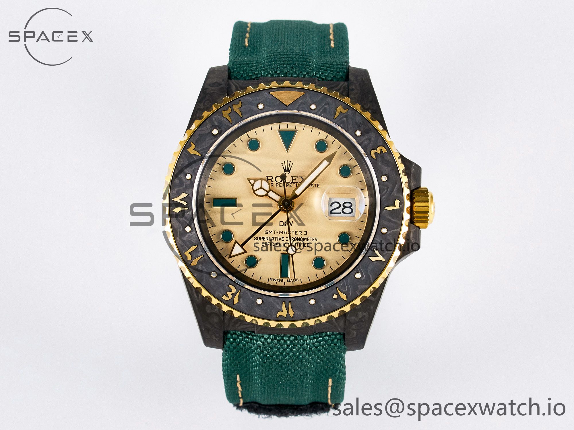 IMG_3888 拷贝 GMT Carbon DIWF Best Edition Yellow Dial on Green Nylon Strap SA3285 CHS V2 - Image 1