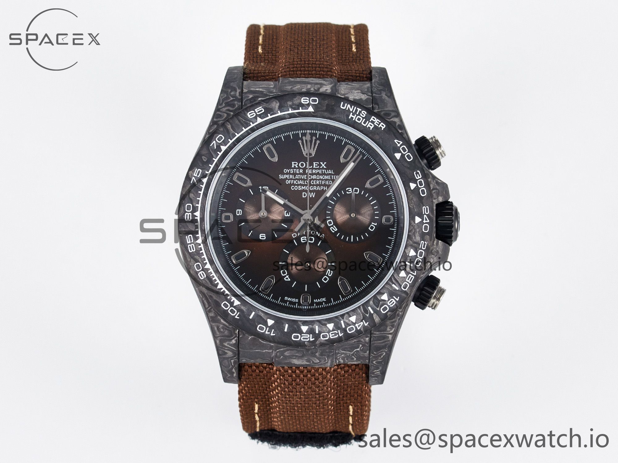 IMG_3913 拷贝 Daytona DIW Carbon/SS Case and Bezel DIWF Edition Brown Dial on Brown Nylon Strap A7750 - Image 1