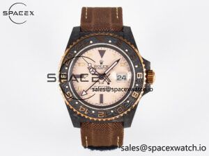 GMT Carbon DIWF Best Edition Yellow Roman Dial on Brown Nylon Strap SA3285 CHS V2