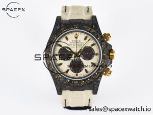Daytona DIW Carbon Case DIWF Edition Cream/Brown Dial on White Nylon Strap A7750