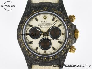 Daytona DIW Carbon Case DIWF Edition Cream/Brown Dial on White Nylon Strap A7750 - Image 2