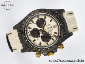Daytona DIW Carbon Case DIWF Edition Cream/Brown Dial on White Nylon Strap A7750 - Image 7