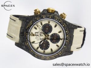 Daytona DIW Carbon Case DIWF Edition Cream/Brown Dial on White Nylon Strap A7750 - Image 8